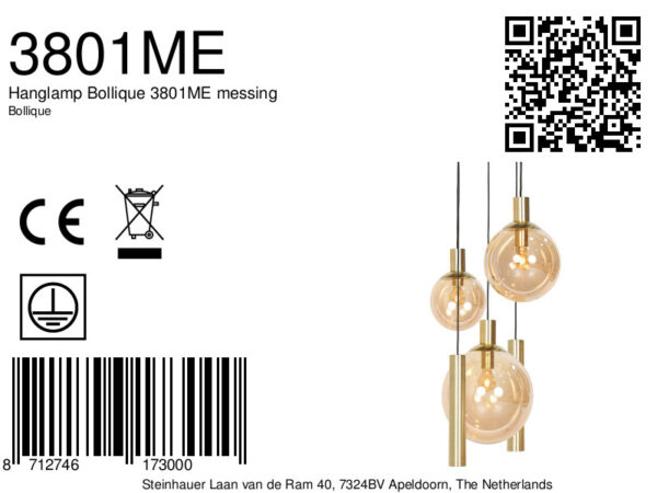 Steinhauer Bollique hanglamp – E27 + GU10 – messing en zwart - Image 6