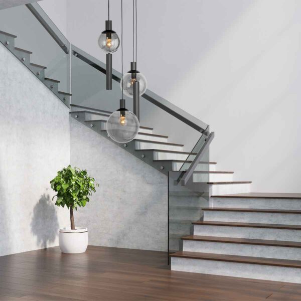 Steinhauer Bollique hanglamp – In hoogte verstelbaar – E27 + GU10 – smokeglas en zwart - Image 2