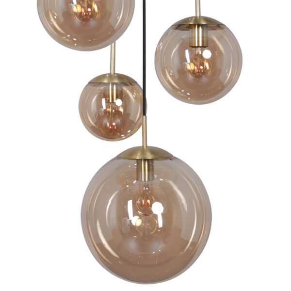 Steinhauer Bollique hanglamp – ø 60 cm – In hoogte verstelbaar – E27 (grote fitting) – amberkleurig en messing en zwart - Image 5