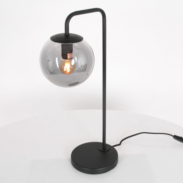 Steinhauer Bollique tafellamp - rookglas - E27 - 51 cm hoog - zwart - Image 8