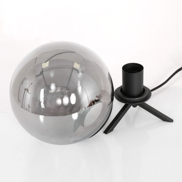 Steinhauer Bollique tafellamp - rookglas - E27 - 26 cm hoog - zwart - Image 3
