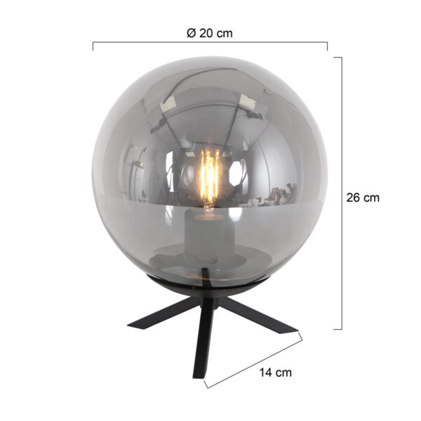 Steinhauer Bollique tafellamp - rookglas - E27 - 26 cm hoog - zwart - Image 5