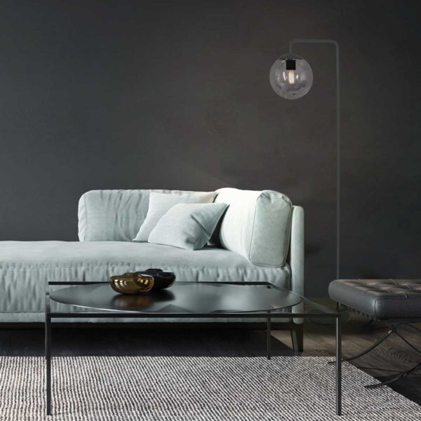 Steinhauer Bollique vloerlamp - rookglazen bol - 149 cm hoog - E27 - zwart - Image 2