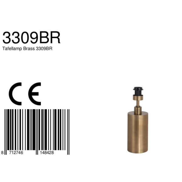 Steinhauer Brass lampenvoet - cilinder - 22 cm hoog - E27 - zonder kap - brons - Afbeelding 6