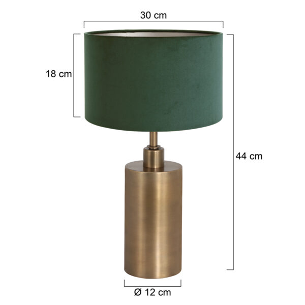 Steinhauer Brass tafellamp - met groene velvet kap - 47 cm hoog - E27 - brons - Image 5