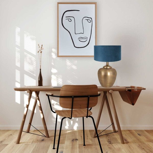 Steinhauer Brass tafellamp – ø 400 cm – E27 (grote fitting) – blauw en brons - Image 2