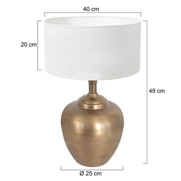 Steinhauer Brass tafellamp - vaaslamp - met witte kap - 55 cm hoog - E27 - brons - Image 5
