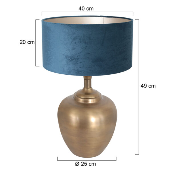 Steinhauer Brass tafellamp – ø 400 cm – E27 (grote fitting) – blauw en brons - Image 6
