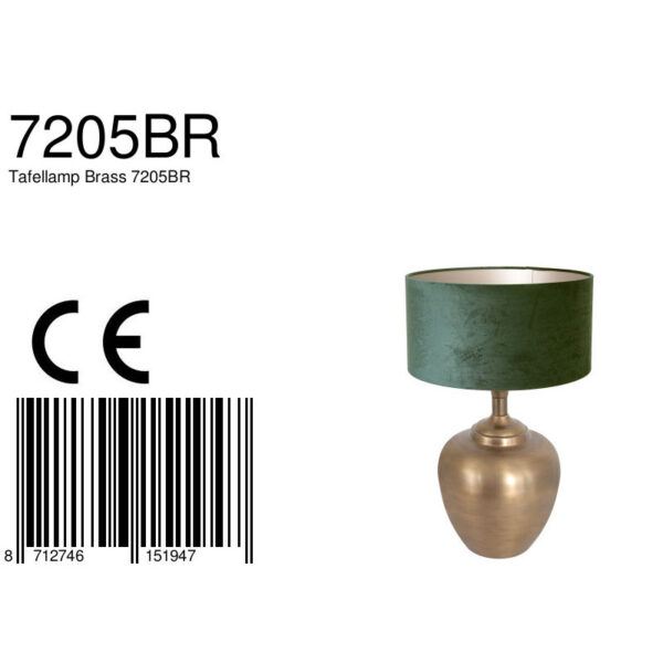 Steinhauer Brass tafellamp - vaaslamp - met groene kap - 55 cm hoog - E27 - brons - Image 6