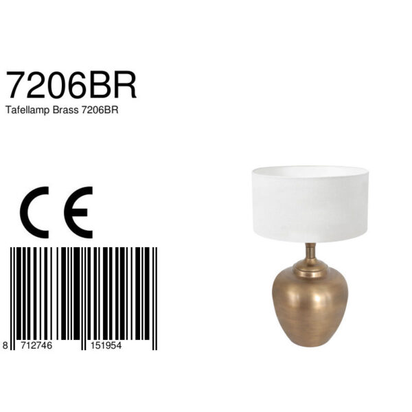 Steinhauer Brass tafellamp - vaaslamp - met witte kap - 55 cm hoog - E27 - brons - Image 6