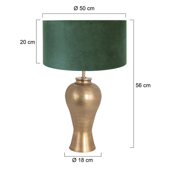 Steinhauer Brass tafellamp - met groene velvet kap - 60 cm hoog - E27 - brons - Image 5