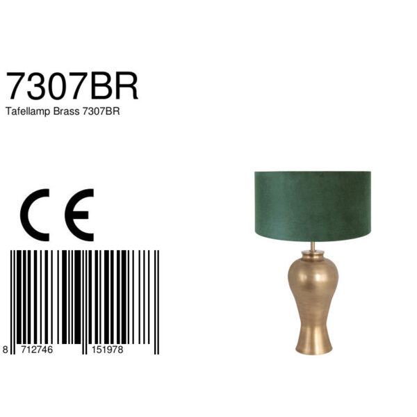 Steinhauer Brass tafellamp - met groene velvet kap - 60 cm hoog - E27 - brons - Image 6