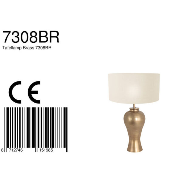 Steinhauer Brass tafellamp - met witte kap - 60 cm hoog - E27 - brons - Image 6