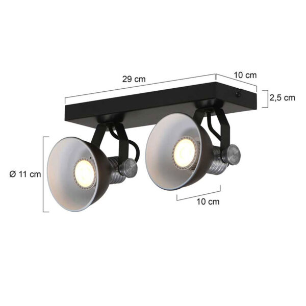 Steinhauer Brooklyn plafondlamp - 2 spots - draaibaar & kantelbaar - incl. led - zwart - Image 7