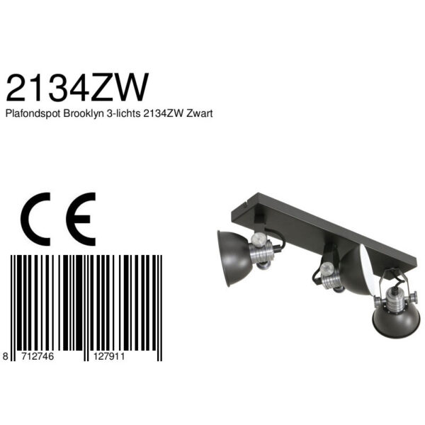 Steinhauer Brooklyn drielichts plafondlamp - inclusief GU10 lichtbron - dim to warm - 60 cm breed - zwart - Image 7