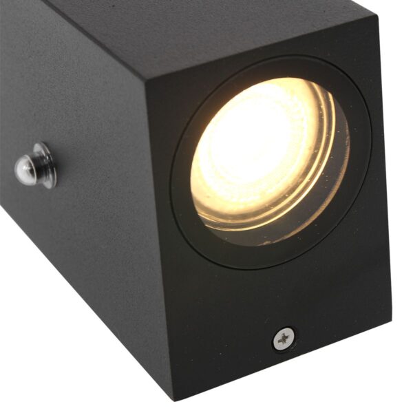 Steinhauer Poro wandlamp - IP44 - schemersensor - incl. GU10 lichtbronnen - rechthoekig - zwart - Image 3