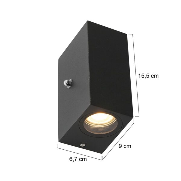 Steinhauer Poro wandlamp - IP44 - schemersensor - incl. GU10 lichtbronnen - rechthoekig - zwart - Image 6