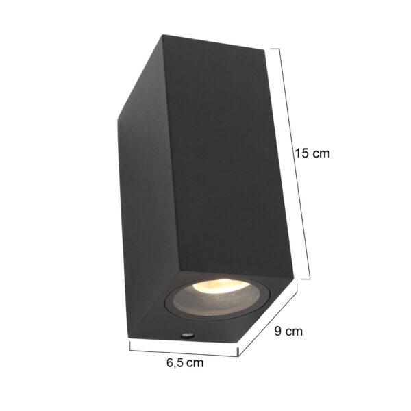 Shada Santa Francisco wandlamp - buiten - 15 cm hoog - incl. GU10 - zwart - Image 7