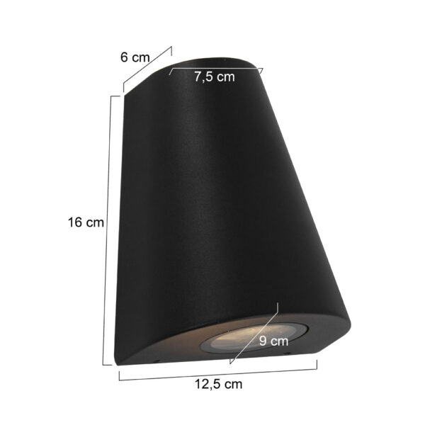 Shada Los Angeles wandlamp - buiten - IP44 - 16 cm hoog -  incl. lichtbron - zwart - Image 7