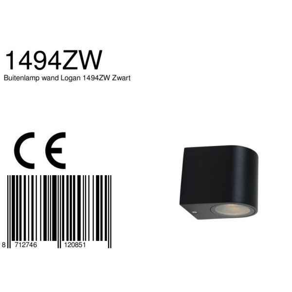 Shada Sacramento wandlamp - buiten - IP44 - 9 cm hoog -  incl. lichtbron - zwart - Image 7