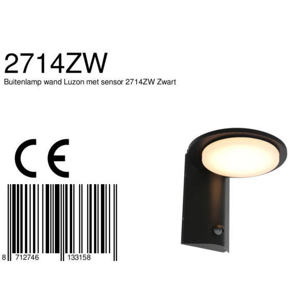 Steinhauer Luzon Buitenlamp - wandlamp - ingebouwd LED - met dag en nacht sensor - zwart - Image 8