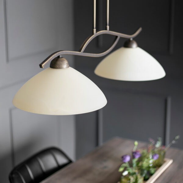 Steinhauer Capri hanglamp - tweelichts - 80 cm breed - E27 - kap Ø30 cm - brons - Image 3