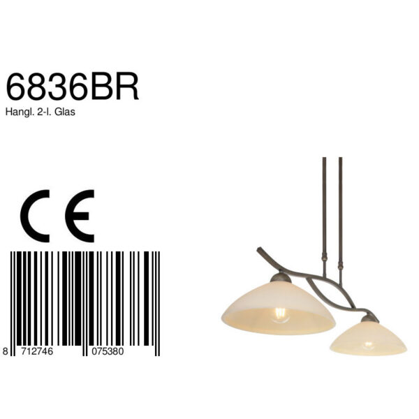 Steinhauer Capri hanglamp - tweelichts - 80 cm breed - E27 - kap Ø30 cm - brons - Image 7