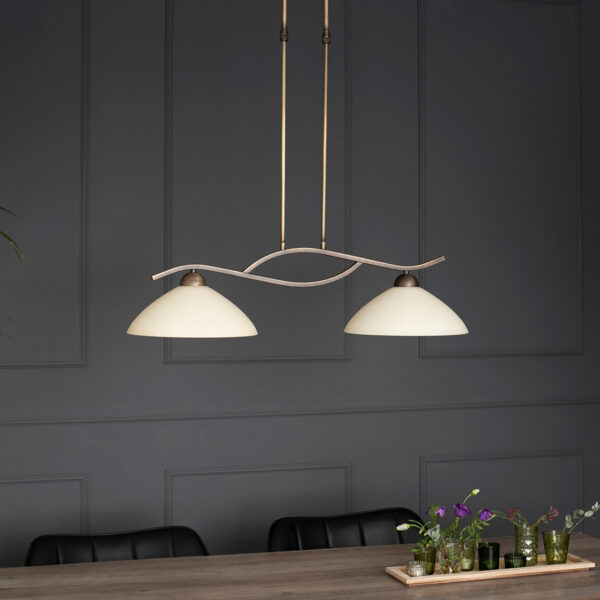 Steinhauer Capri hanglamp - tweelichts - 80 cm breed - E27 - kap Ø30 cm - brons - Image 10