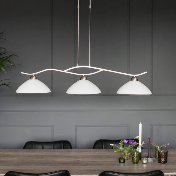 Steinhauer Capri hanglamp - drielichts - 112 cm breed - kap Ø30 cm - E27 - staal - Image 2