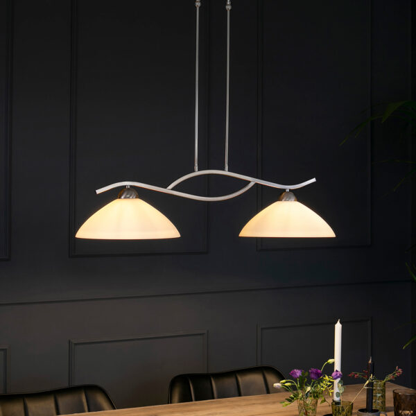 Steinhauer Capri hanglamp - tweelichts - 80 cm breed - E27 - kap Ø30 cm - staal - Image 2