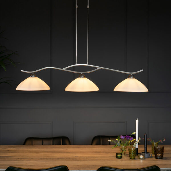Steinhauer Capri hanglamp - drielichts - 112 cm breed - kap Ø30 cm - E27 - staal - Image 3