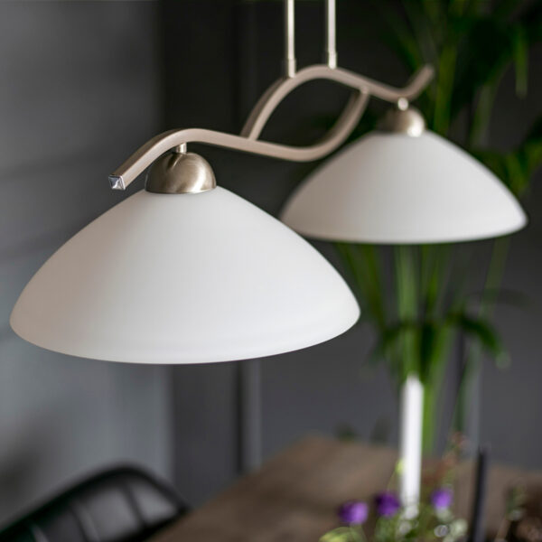 Steinhauer Capri hanglamp - tweelichts - 80 cm breed - E27 - kap Ø30 cm - staal - Image 3