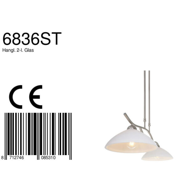 Steinhauer Capri hanglamp - tweelichts - 80 cm breed - E27 - kap Ø30 cm - staal - Image 8