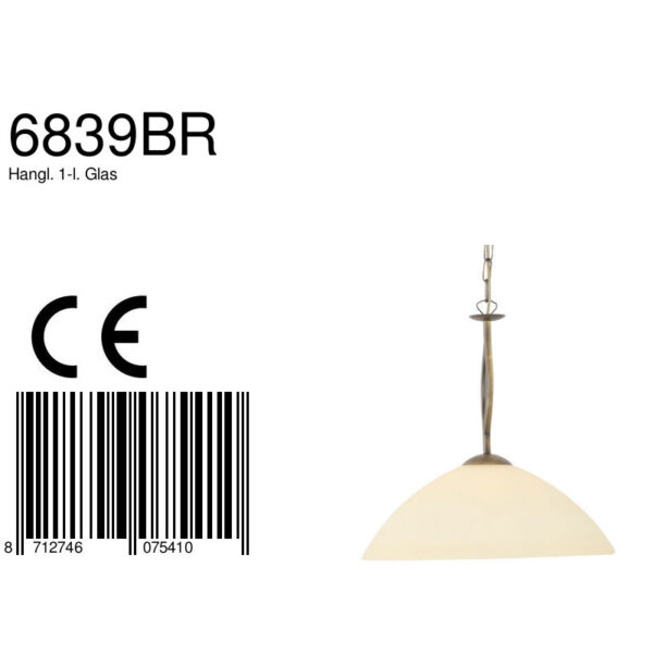 Steinhauer Capri hanglamp - Ø45 cm - glazen kap - E27 - brons - Image 7