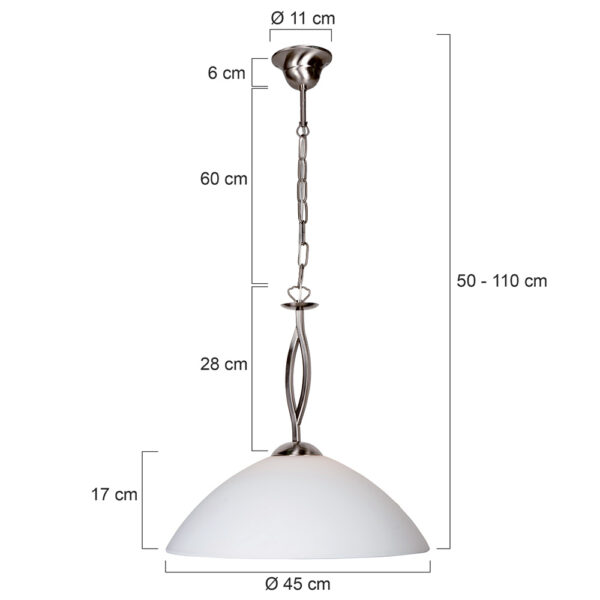 Steinhauer Capri hanglamp - Ø45 cm - glazen kap - E27 - staal - Image 6