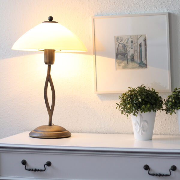 Steinhauer Capri schemer tafellamp - 45 cm hoog - kap Ø25 cm - E27 - brons - Image 2