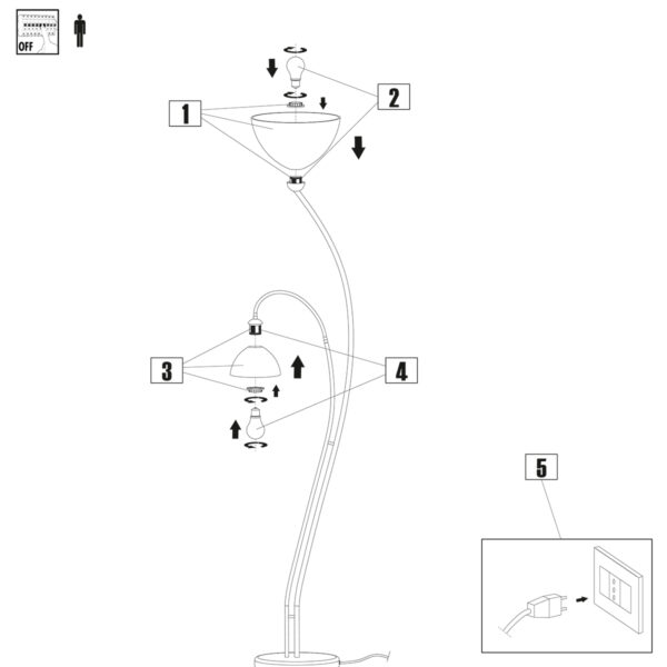 Steinhauer Capri sierlijke vloerlamp met leesarm - 183 cm hoog - E27 - tweelichts - staal - Afbeelding 8