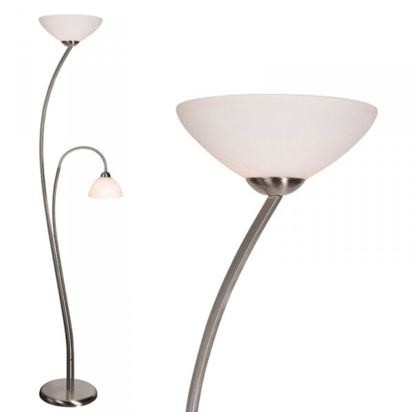 Steinhauer Capri sierlijke vloerlamp met leesarm - 183 cm hoog - E27 - tweelichts - staal - Afbeelding 9