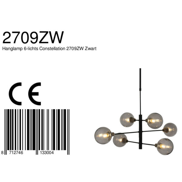 Steinhauer Constellation hanglamp - zeslichts - E14 - rookglas - zwart - Image 7