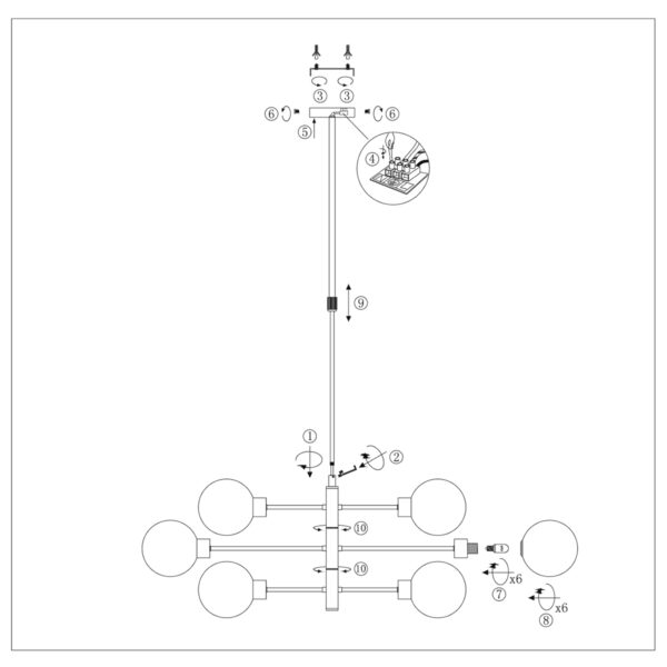 Steinhauer Constellation hanglamp - zeslichts - E14 - rookglas - zwart - Image 8