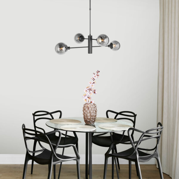 Steinhauer Constellation hanglamp – ø 90 cm – Draaibaar,In hoogte verstelbaar (na installatie) – E27 + GU10 – smokeglas en zwart - Image 2