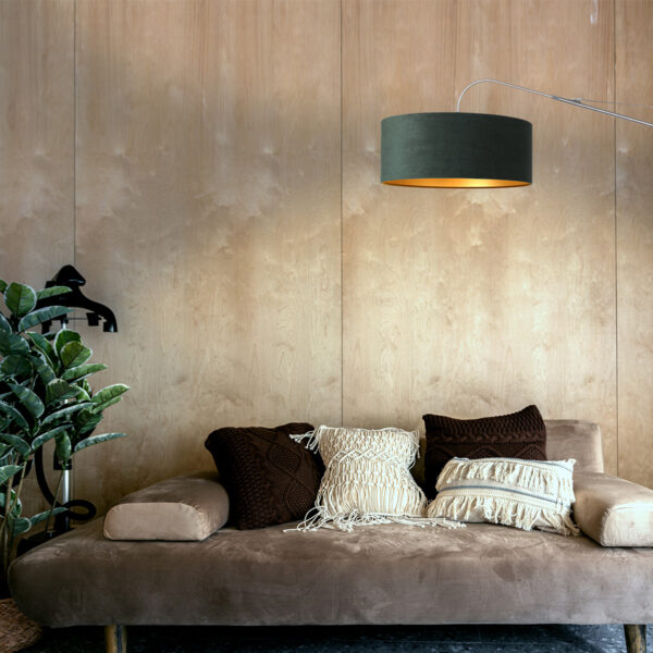 Steinhauer Elegant Classy wandlamp - kap ⌀50 cm - uittrekbaar tot 145 cm - zwart/wit snoer met schakelaar - staal en groen - Image 2