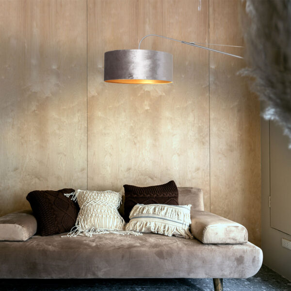 Steinhauer Elegant Classy wandlamp - kap ⌀50 cm - uittrekbaar tot 145 cm - zwart/wit snoer met schakelaar - staal en zilver - Image 2