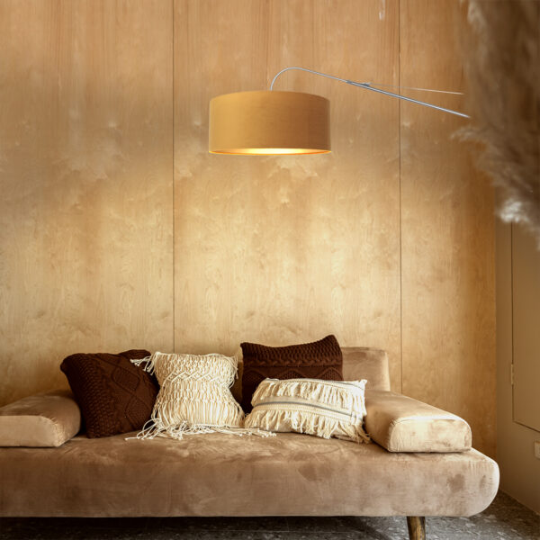 Steinhauer Elegant Classy wandlamp - kap ⌀50 cm - uittrekbaar tot 145 cm - zwart/wit snoer met schakelaar - staal en okergeel - Image 2