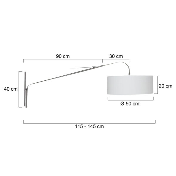 Steinhauer Gramineus wandlamp - met lange arm - met witte kap - 120 cm diep - uitschuifbaar - E27 - staal - Image 5
