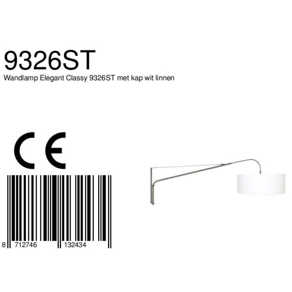 Steinhauer Gramineus wandlamp - met lange arm - met witte kap - 120 cm diep - uitschuifbaar - E27 - staal - Image 6