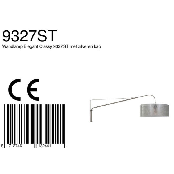 Steinhauer Gramineus wandlamp - met lange arm - met zilveren kap - 120 cm diep - E27 - uitschuifbaar - staal - Image 6
