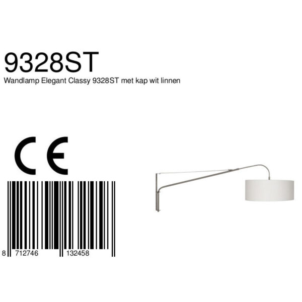 Steinhauer Gramineus wandlamp - met lange arm - met witte kap - 120 cm diep - uitschuifbaar - E27 - staal - Image 6