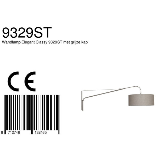 Steinhauer Gramineus wandlamp - met lange arm - met beige kap - 120 cm diep - uitschuifbaar - E27 - staal - Image 6