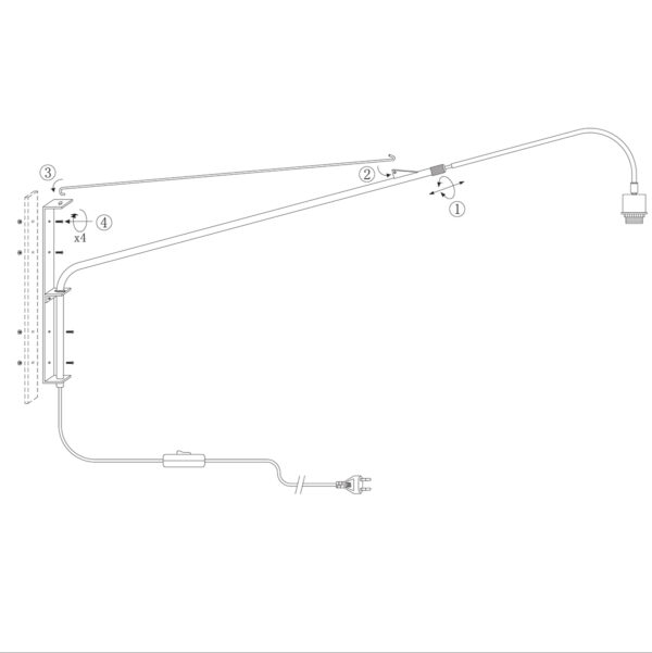 Steinhauer Elegant Classy wandlamp - kap ⌀50 cm - uittrekbaar tot 145 cm - zwart/wit snoer met schakelaar - staal en zilver - Image 8